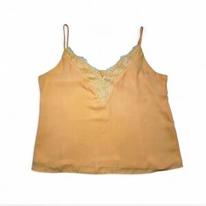 Socialite Orange/Peach Cami Top with Eyelash Lace neckline
